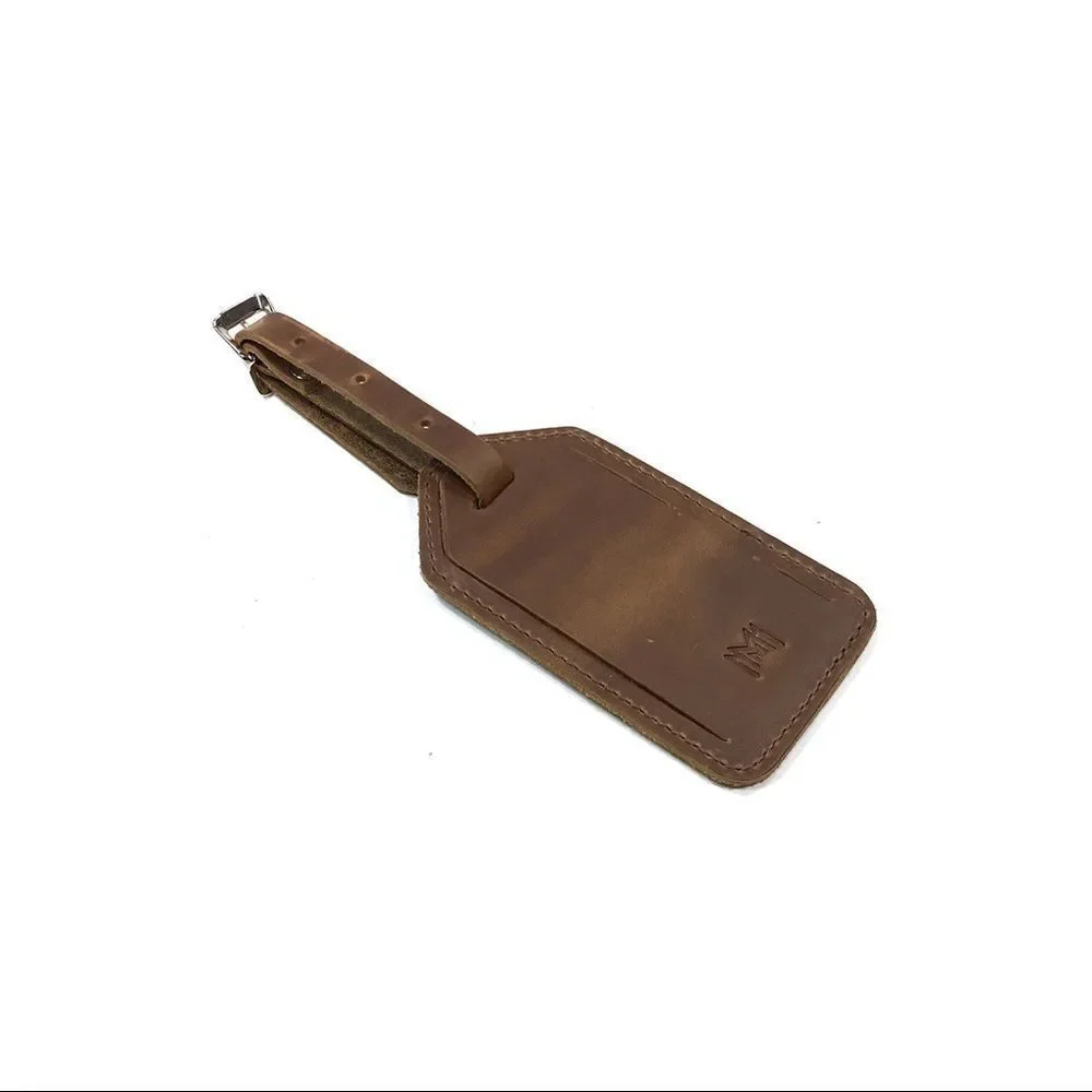 NWT Modern Made Man Brown Leather Luggage Tag